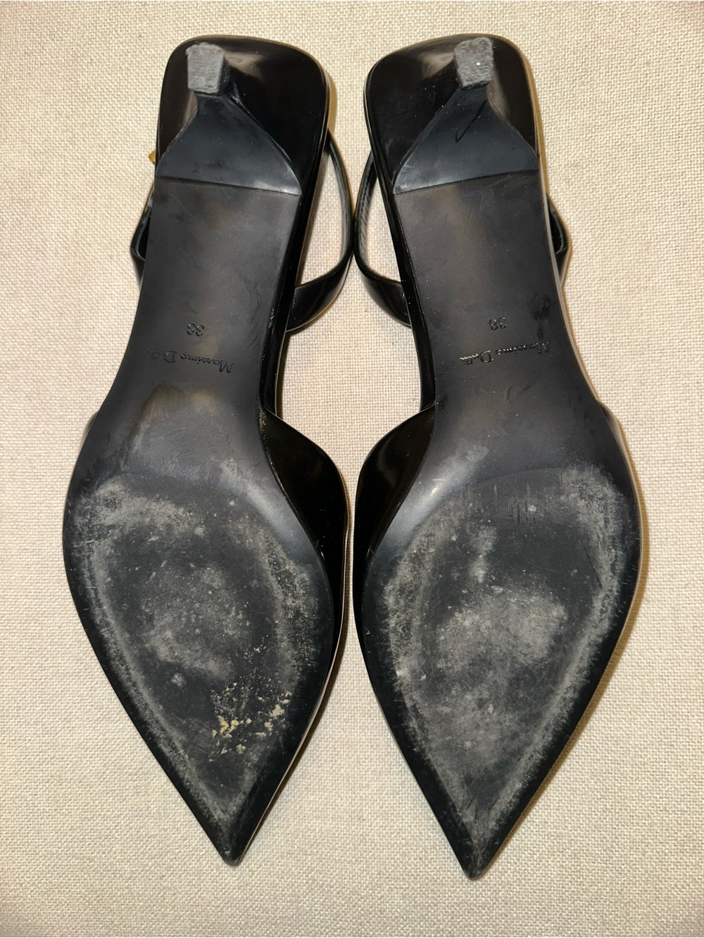 Massimo Dutti Black Leather Pointed Toe Slingback Pumps | 38, 7.5 - Picture 7 of 9
